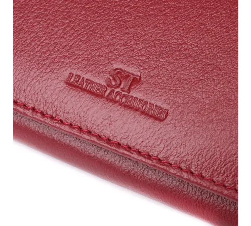 Елегантний гаманець у два складення з натуральної шкіри ST Leather 23065 Бордовий