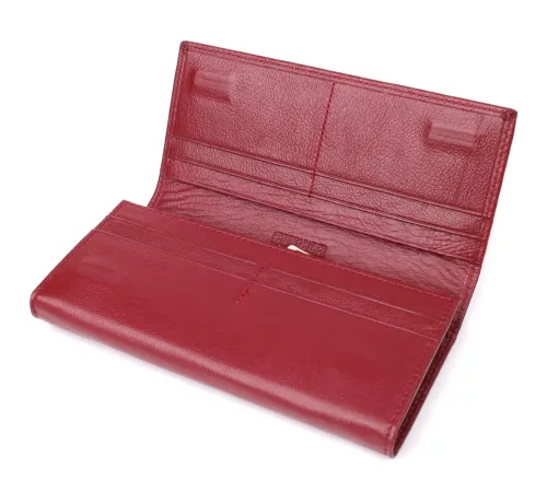 Елегантний гаманець у два складення з натуральної шкіри ST Leather 23065 Бордовий