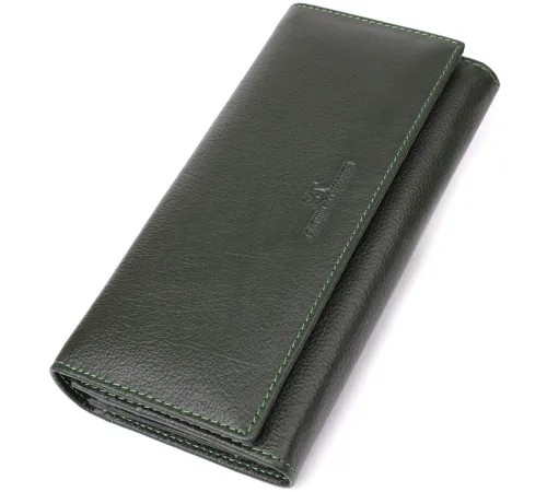 Стильний гаманець у два складення з натуральної шкіри ST Leather 23066 Зелений