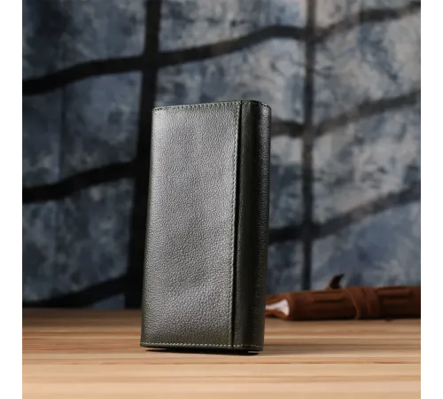 Стильний гаманець у два складення з натуральної шкіри ST Leather 23066 Зелений
