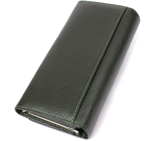 Стильний гаманець у два складення з натуральної шкіри ST Leather 23066 Зелений