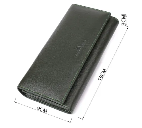 Стильний гаманець у два складення з натуральної шкіри ST Leather 23066 Зелений
