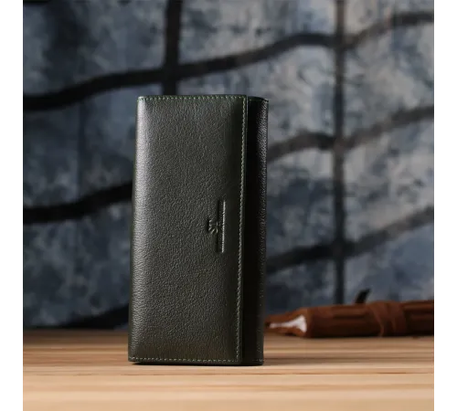 Стильний гаманець у два складення з натуральної шкіри ST Leather 23066 Зелений