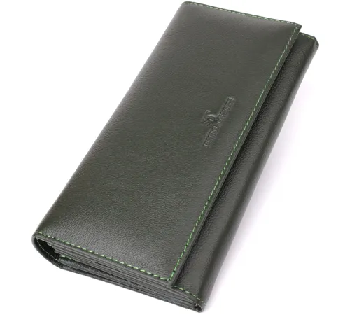 Горизонтальний гаманець у два складення з натуральної шкіри ST Leather 23067 Зелений