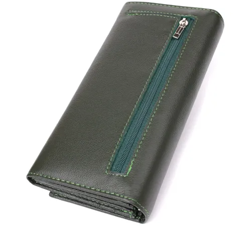 Горизонтальний гаманець у два складення з натуральної шкіри ST Leather 23067 Зелений