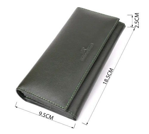 Горизонтальний гаманець у два складення з натуральної шкіри ST Leather 23067 Зелений