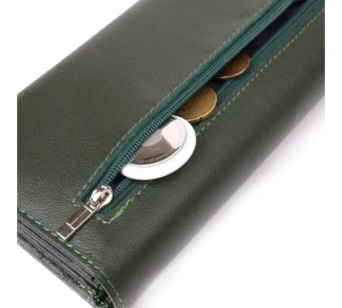 Горизонтальний гаманець у два складення з натуральної шкіри ST Leather 23067 Зелений