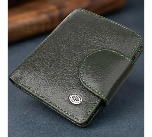Вертикальний жіночий гаманець з натуральної шкіри ST Leather 23070 Зелений