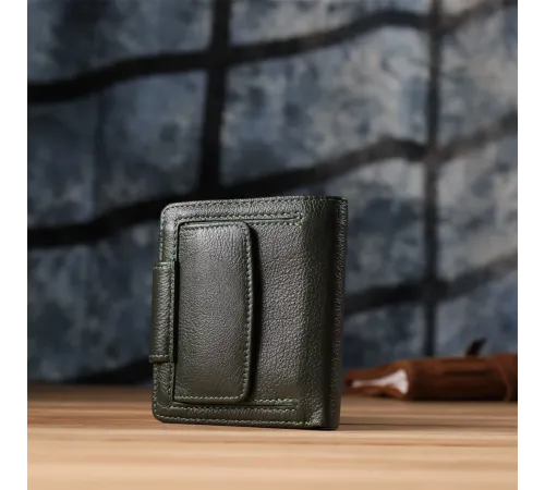 Вертикальний жіночий гаманець з натуральної шкіри ST Leather 23070 Зелений
