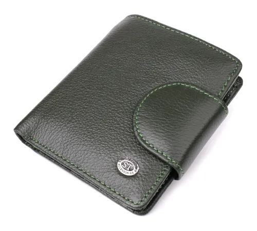 Вертикальний жіночий гаманець з натуральної шкіри ST Leather 23070 Зелений