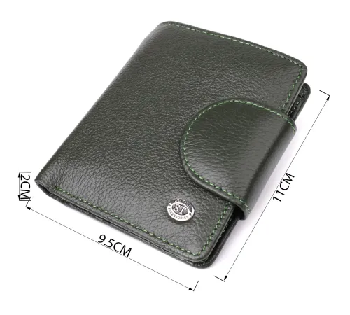 Вертикальний жіночий гаманець з натуральної шкіри ST Leather 23070 Зелений