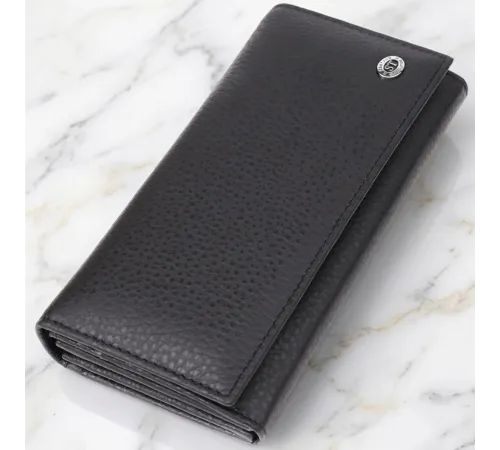 Жіночий вертикальний гаманець із натуральної шкіри ST Leather 23084 Чорний