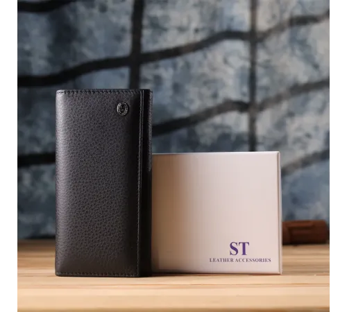 Жіночий вертикальний гаманець із натуральної шкіри ST Leather 23084 Чорний