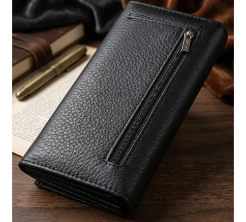 Жіночий вертикальний гаманець із натуральної шкіри ST Leather 23084 Чорний