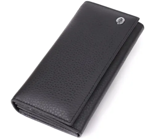 Жіночий вертикальний гаманець із натуральної шкіри ST Leather 23084 Чорний