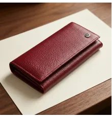 Практичний вертикальний гаманець із натуральної шкіри ST Leather 23085 Бордовий