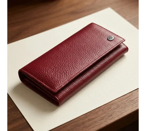 Практичний вертикальний гаманець із натуральної шкіри ST Leather 23085 Бордовий