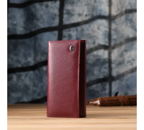 Практичний вертикальний гаманець із натуральної шкіри ST Leather 23085 Бордовий
