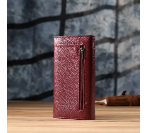 Практичний вертикальний гаманець із натуральної шкіри ST Leather 23085 Бордовий
