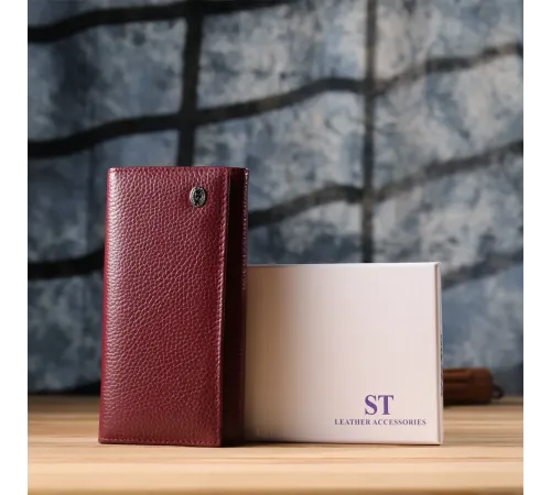 Практичний вертикальний гаманець із натуральної шкіри ST Leather 23085 Бордовий