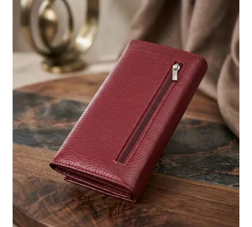 Практичний вертикальний гаманець із натуральної шкіри ST Leather 23085 Бордовий