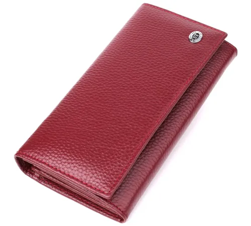 Практичний вертикальний гаманець із натуральної шкіри ST Leather 23085 Бордовий
