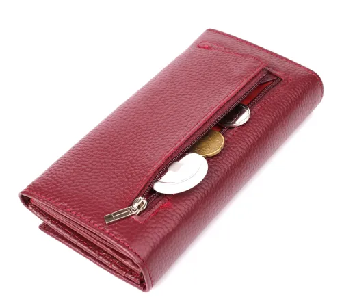 Практичний вертикальний гаманець із натуральної шкіри ST Leather 23085 Бордовий