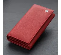 Яскравий вертикальний гаманець із натуральної шкіри ST Leather 23087 Червоний