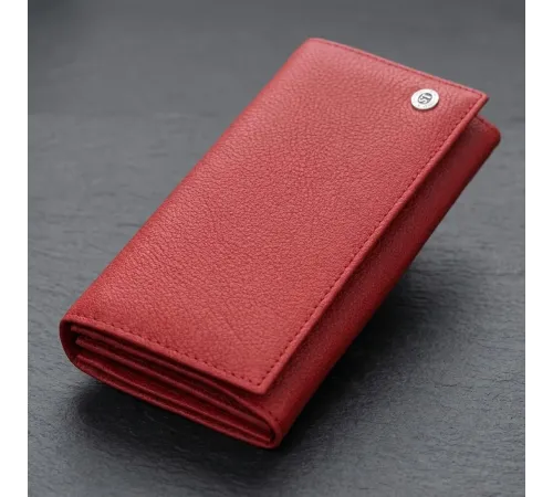 Яскравий вертикальний гаманець із натуральної шкіри ST Leather 23087 Червоний