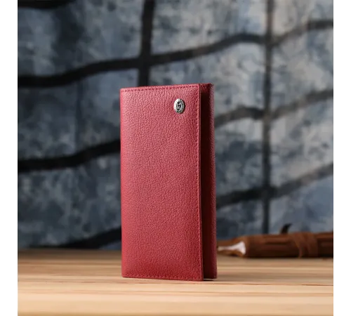 Яскравий вертикальний гаманець із натуральної шкіри ST Leather 23087 Червоний