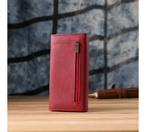 Яскравий вертикальний гаманець із натуральної шкіри ST Leather 23087 Червоний