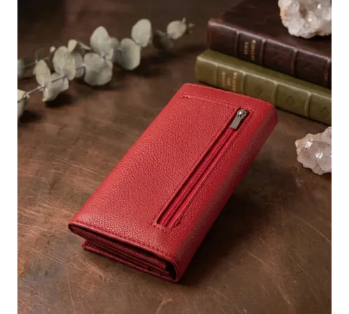 Яскравий вертикальний гаманець із натуральної шкіри ST Leather 23087 Червоний