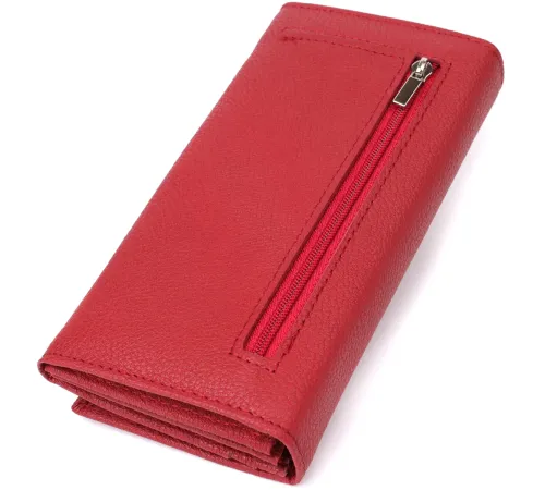 Яскравий вертикальний гаманець із натуральної шкіри ST Leather 23087 Червоний