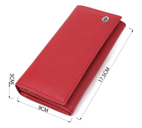 Яскравий вертикальний гаманець із натуральної шкіри ST Leather 23087 Червоний