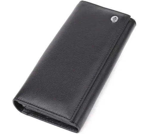 Солідний жіночий гаманець із натуральної шкіри ST Leather 23088 Чорний