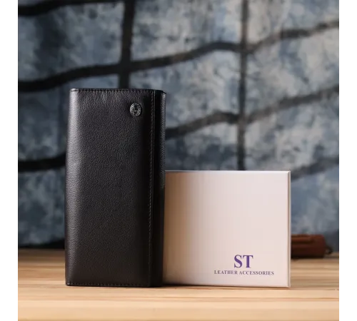 Солідний жіночий гаманець із натуральної шкіри ST Leather 23088 Чорний