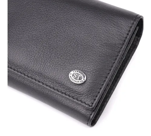Солідний жіночий гаманець із натуральної шкіри ST Leather 23088 Чорний