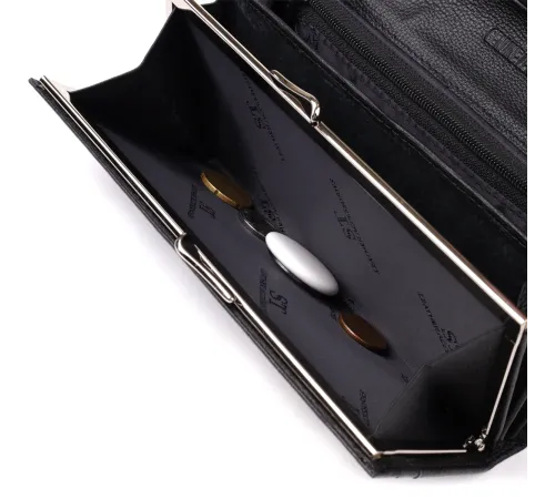 Солідний жіночий гаманець із натуральної шкіри ST Leather 23088 Чорний