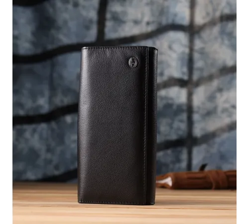 Солідний жіночий гаманець із натуральної шкіри ST Leather 23088 Чорний