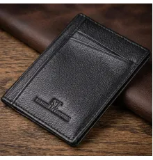 Чоловічий гаманець для карток із натуральної шкіри ST Leather 23091 Чорний