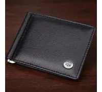 Чоловічий гаманець із металевим затискачем з натуральної шкіри ST Leather 23092 Чорний