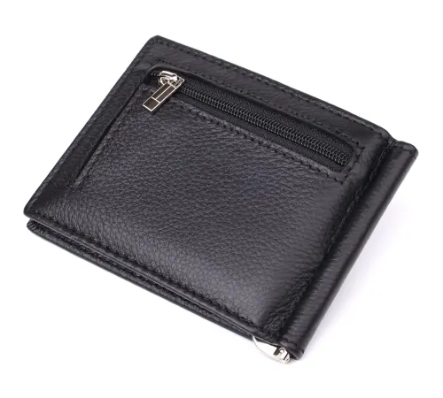 Чоловічий гаманець із металевим затискачем з натуральної шкіри ST Leather 23092 Чорний