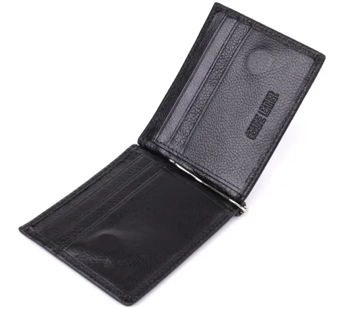 Чоловічий гаманець із металевим затискачем з натуральної шкіри ST Leather 23092 Чорний