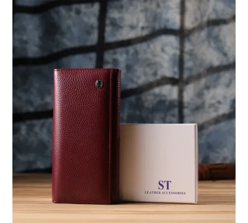 Практичний гаманець для жінок із натуральної шкіри ST Leather 23098 Бордовий