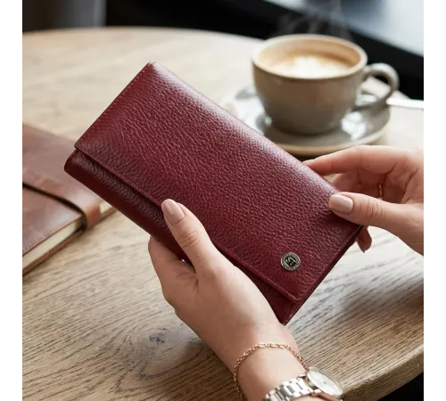 Практичний гаманець для жінок із натуральної шкіри ST Leather 23098 Бордовий