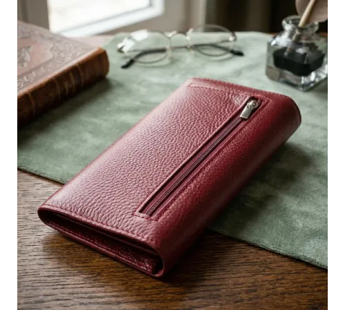 Практичний гаманець для жінок із натуральної шкіри ST Leather 23098 Бордовий