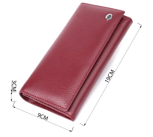 Практичний гаманець для жінок із натуральної шкіри ST Leather 23098 Бордовий