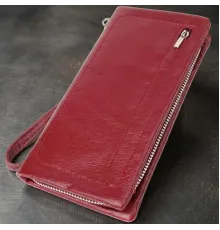 Шкіряний жіночий гаманець-клатч із відділенням під телефон ST Leather 23102 Бордовий