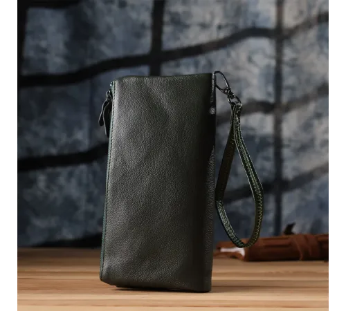 Зручний гаманець для жінок з ременем з натуральної шкіри ST Leather 23104 Зелений