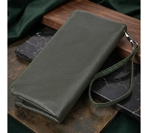 Зручний гаманець для жінок з ременем з натуральної шкіри ST Leather 23104 Зелений
